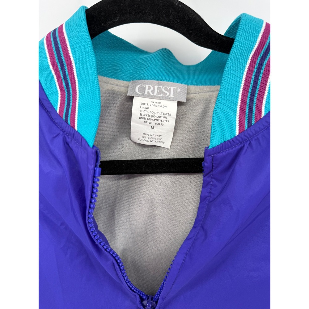 Vintage Crest McDonalds Jacket Mens Medium Purple Color Block Nylon Bomber 90s - Picture 3 of 7